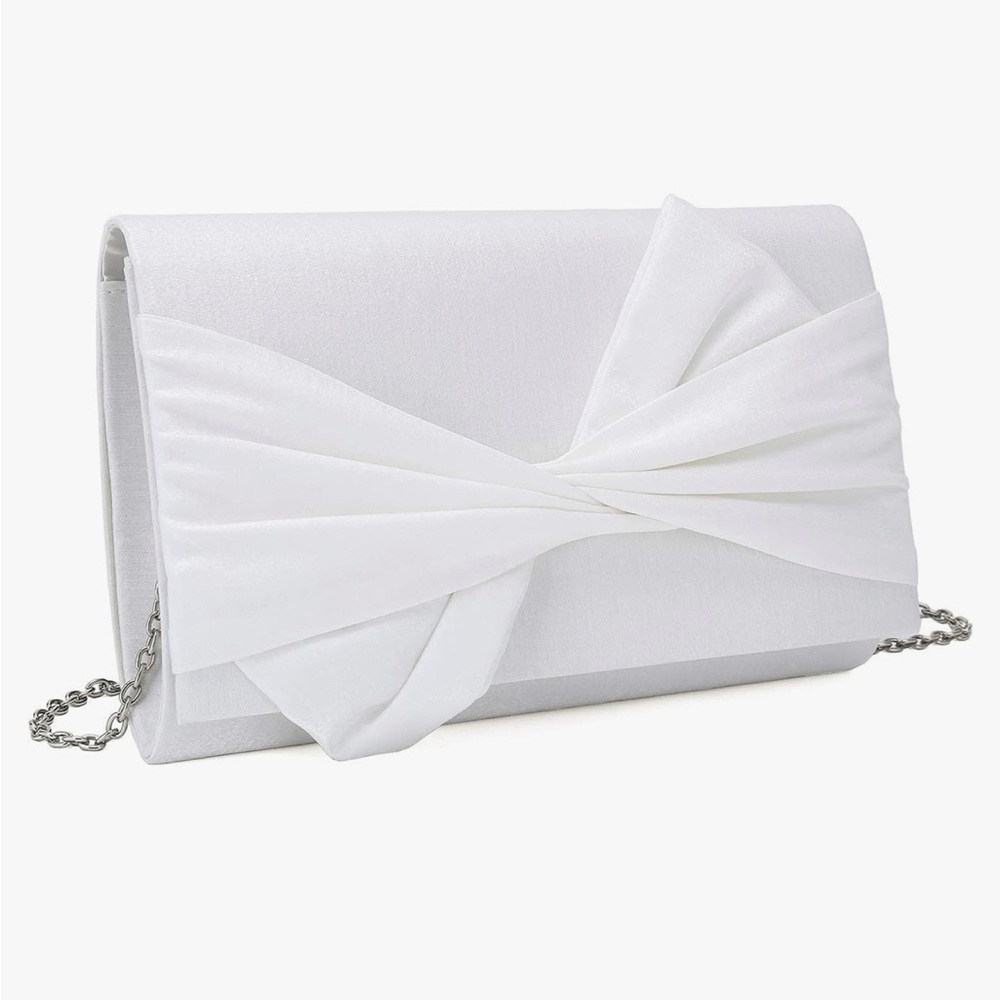 IXEBELLA Satin Evening Bag Bow Flap Clutch Purse for Women Formal Party/Prom/Wed